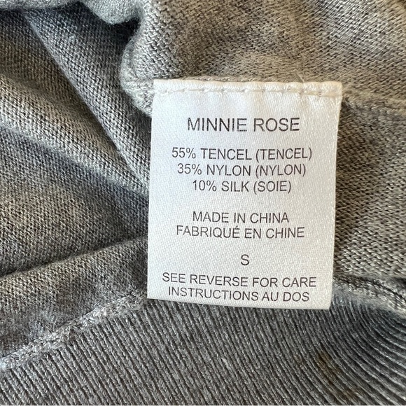 MINNIE ROSE SWEATER S V NECK TENCEL SILK NYLON LONG LENGTH OVERSIZED CASUAL GRAY - Picture 12 of 13